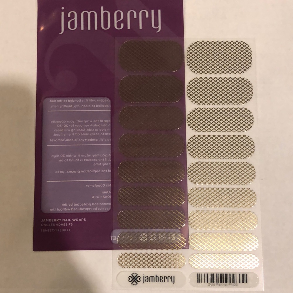 NWT Jamberry nail wraps Gold Fishnet